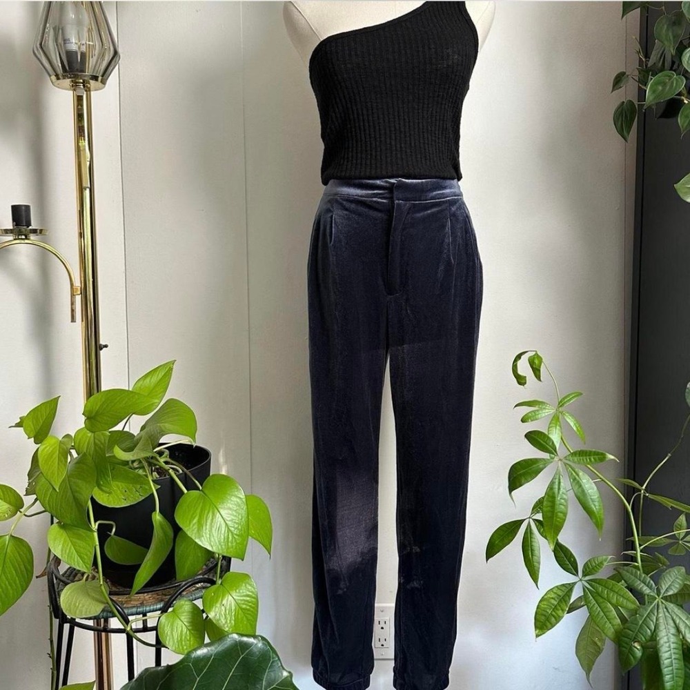 Gap Womens Navy Blue Velvet High Waisted Pleated Tailored Jogger Pants Size 2